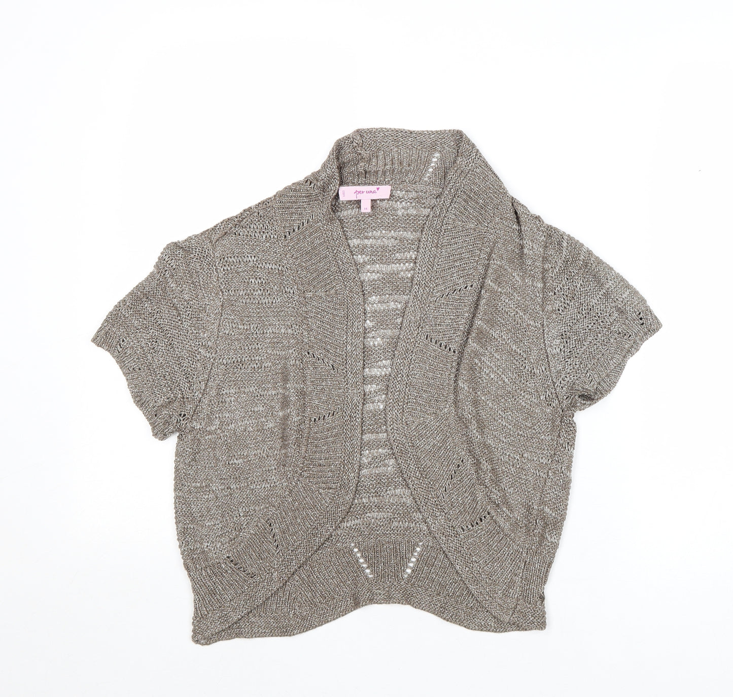 Per Una Womens Brown V-Neck Acrylic Shrug Jumper Size 14