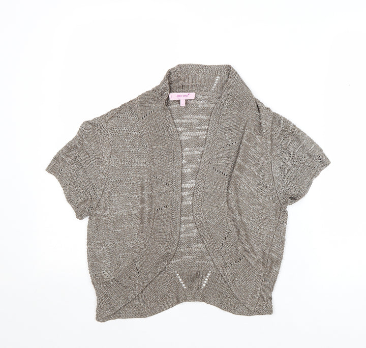 Per Una Womens Brown V-Neck Acrylic Shrug Jumper Size 14