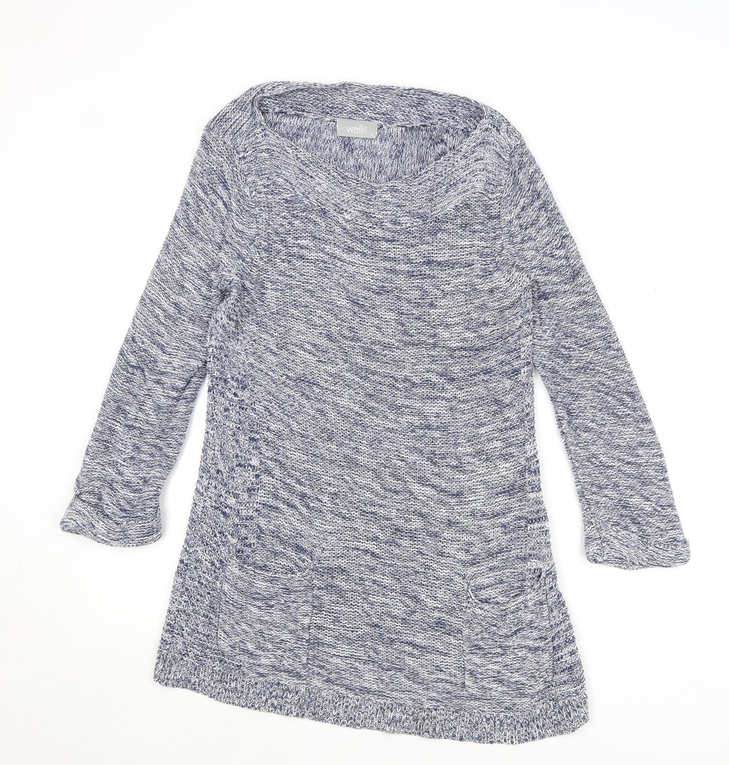 Wallis Womens Blue Round Neck Cotton Pullover Jumper Size S