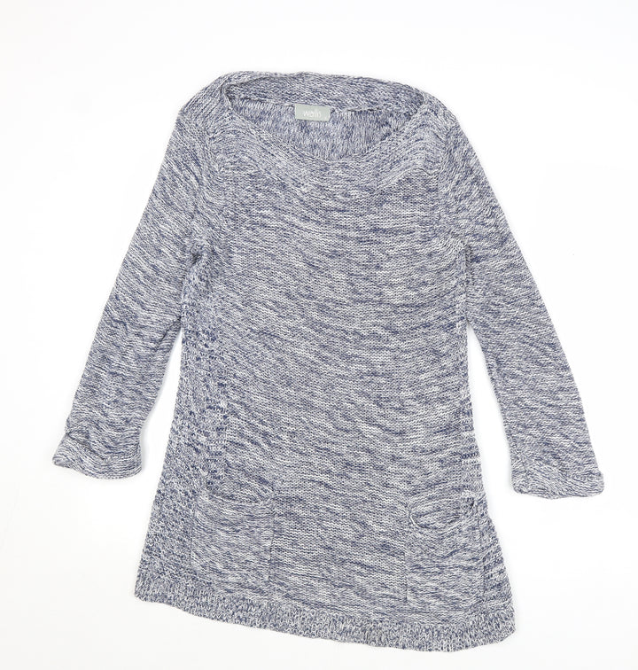 Wallis Womens Blue Round Neck Cotton Pullover Jumper Size S
