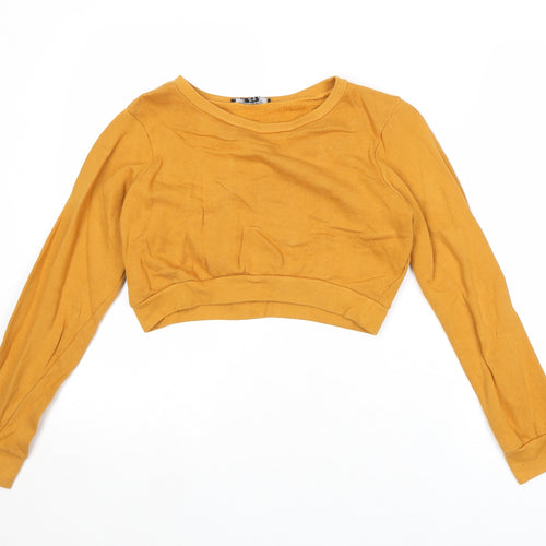 Select Womens Yellow Cotton Pullover Sweatshirt Size 8 Pullover