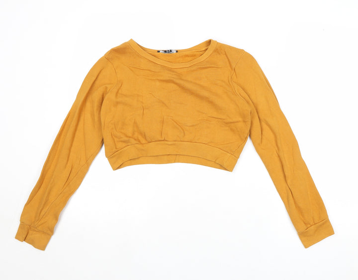 Select Womens Yellow Cotton Pullover Sweatshirt Size 8 Pullover