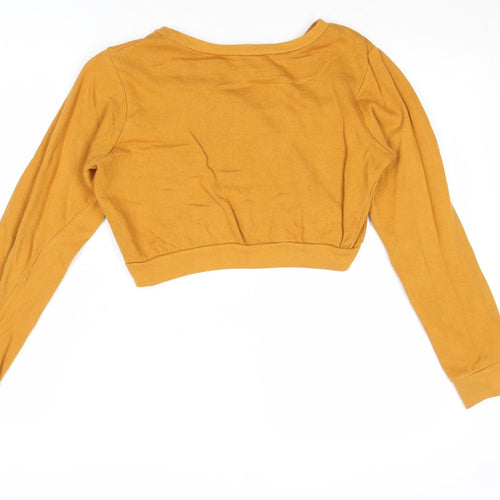 Select Womens Yellow Cotton Pullover Sweatshirt Size 8 Pullover