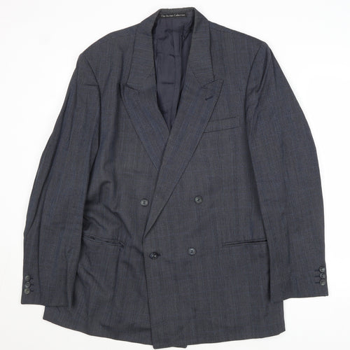 Burton Mens Blue Striped Wool Jacket Suit Jacket Size 42 Regular
