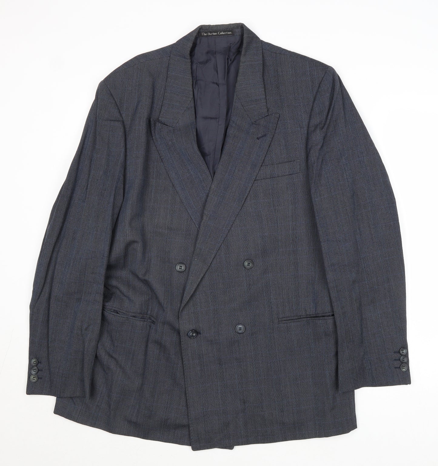 Burton Mens Blue Striped Wool Jacket Suit Jacket Size 42 Regular
