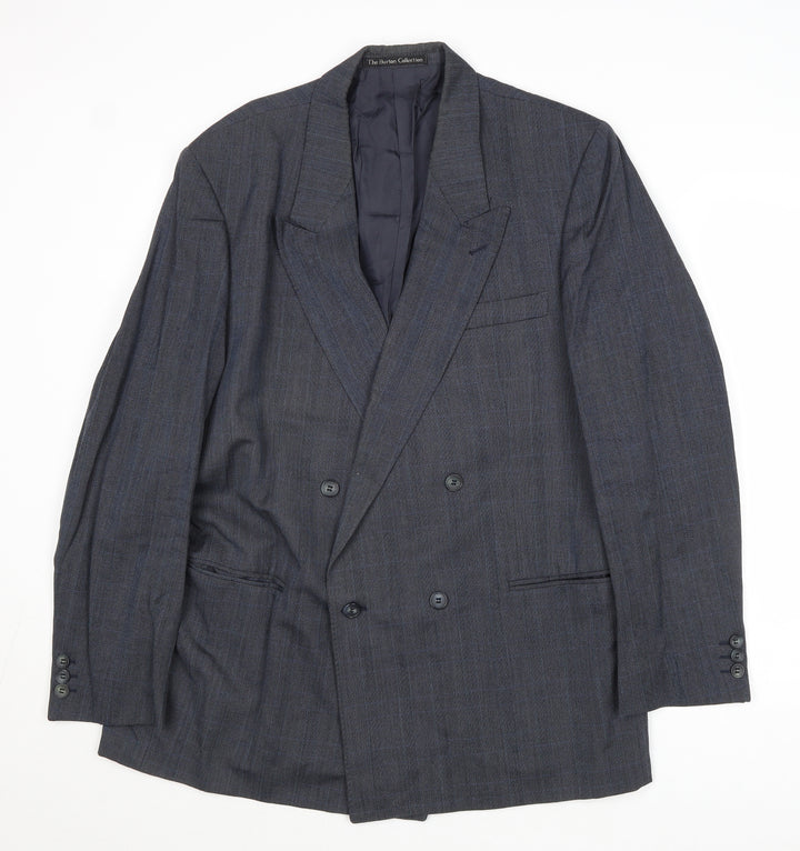 Burton Mens Blue Striped Wool Jacket Suit Jacket Size 42 Regular