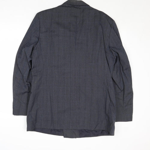 Burton Mens Blue Striped Wool Jacket Suit Jacket Size 42 Regular