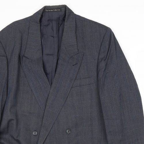 Burton Mens Blue Striped Wool Jacket Suit Jacket Size 42 Regular