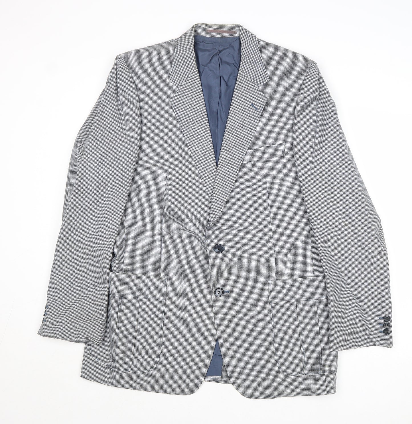 Ritex Mens Blue Geometric Wool Jacket Suit Jacket Size 42 Regular