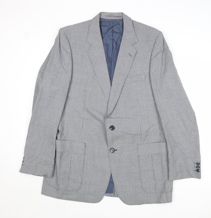 Ritex Mens Blue Geometric Wool Jacket Suit Jacket Size 42 Regular