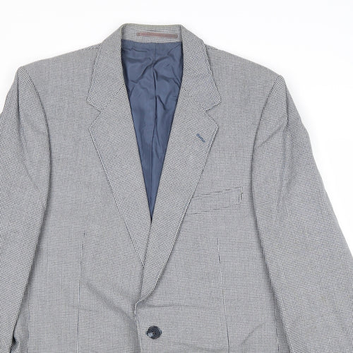 Ritex Mens Blue Geometric Wool Jacket Suit Jacket Size 42 Regular