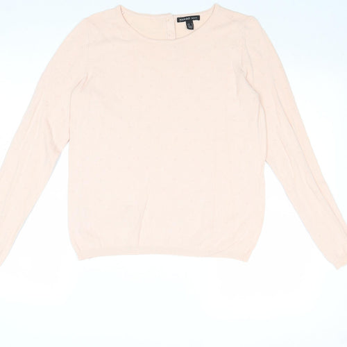 Mango Womens Pink Round Neck Acrylic Pullover Jumper Size M