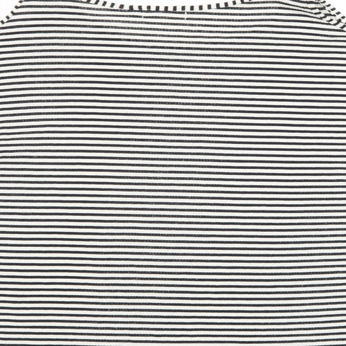 Cooperative Womens Black Striped Polyester Basic T-Shirt Size S Round Neck