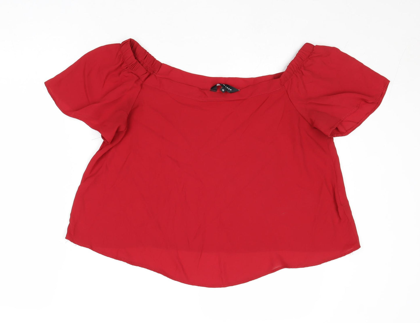 New Look Womens Red Polyester Cropped Tank Size 12 Off the Shoulder