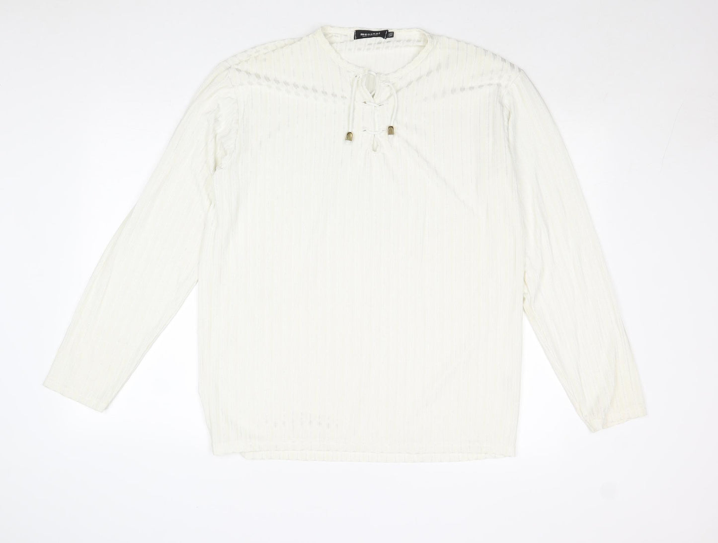 Menzoni Womens Ivory Polyester Basic Blouse Size XL V-Neck
