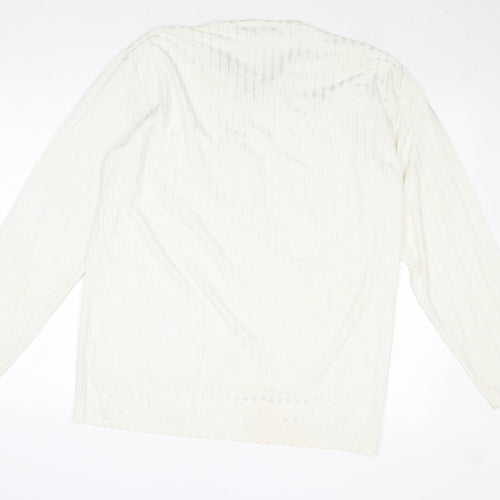 Menzoni Womens Ivory Polyester Basic Blouse Size XL V-Neck