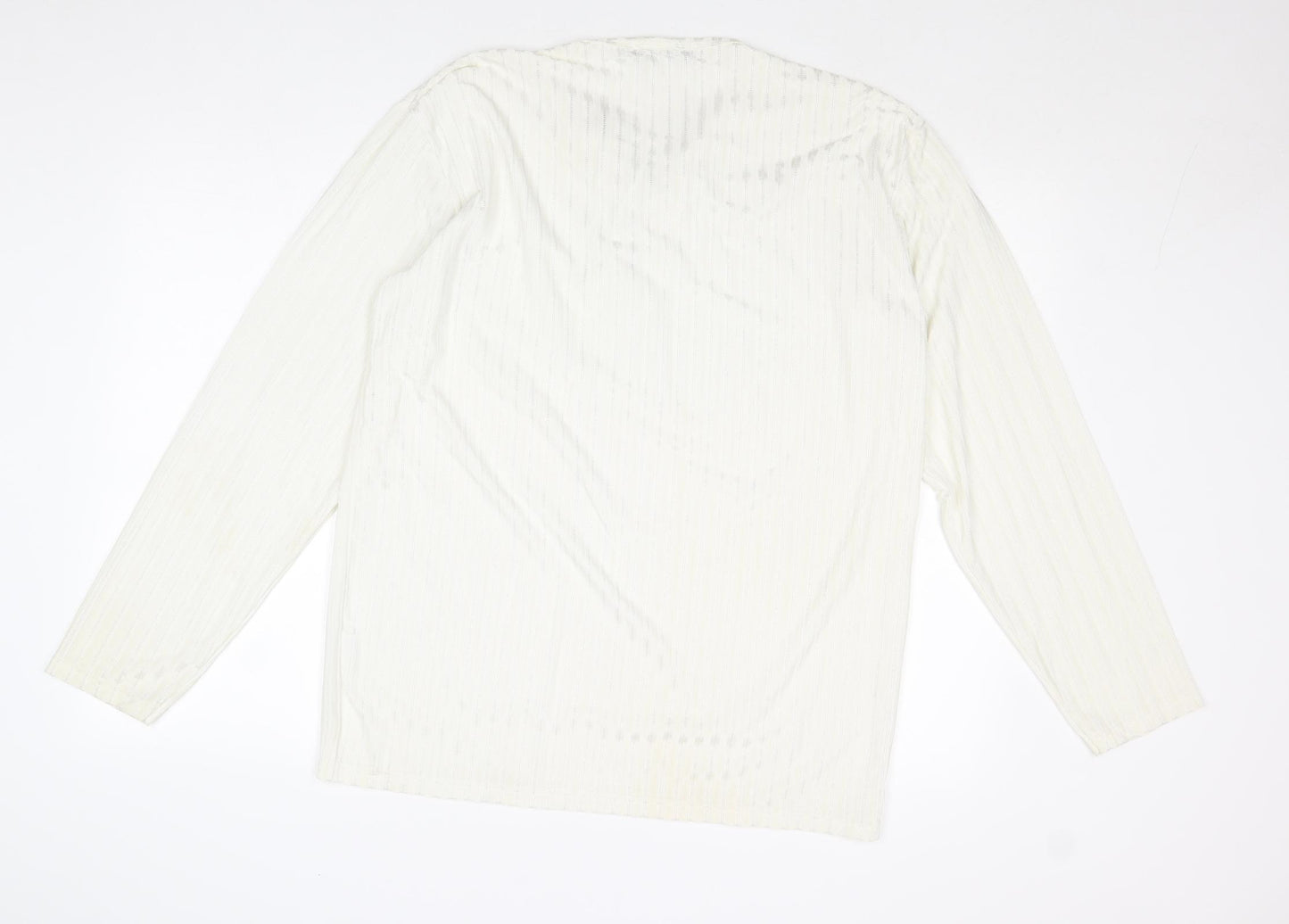 Menzoni Womens Ivory Polyester Basic Blouse Size XL V-Neck