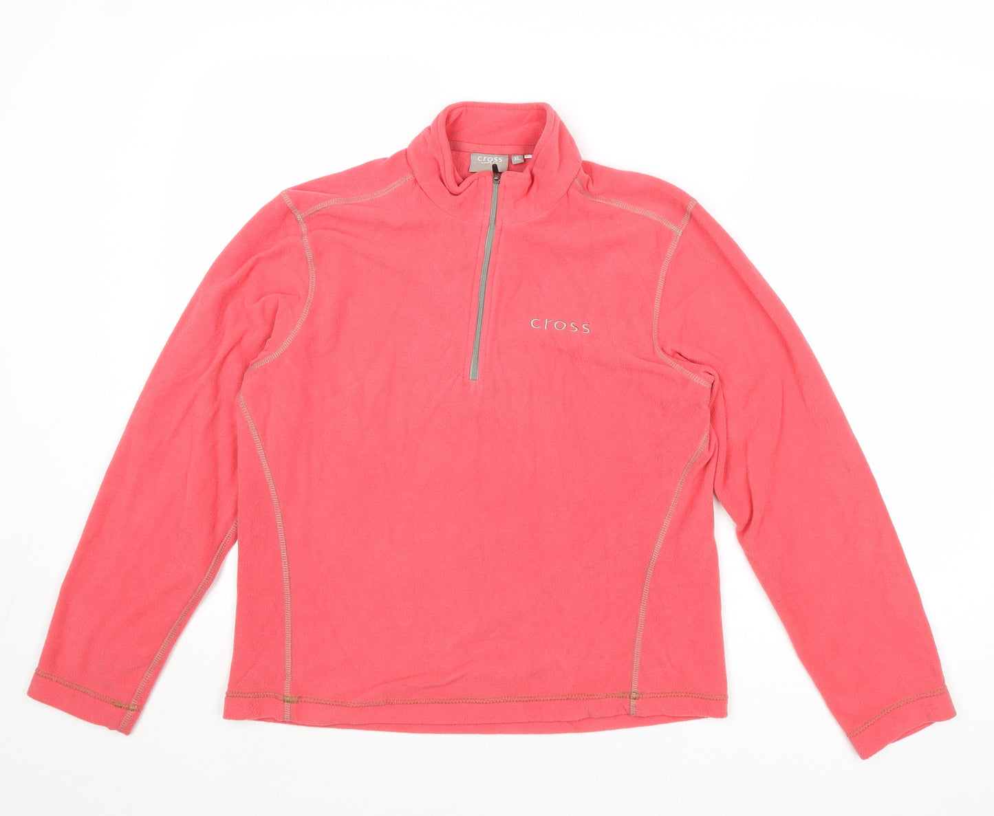 Cross Womens Pink Polyester Pullover Sweatshirt Size XL Zip