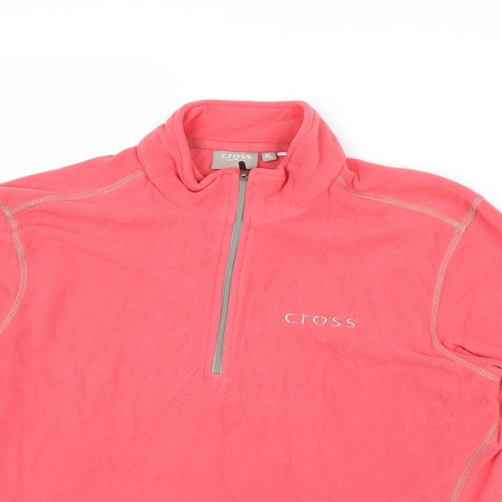 Cross Womens Pink Polyester Pullover Sweatshirt Size XL Zip