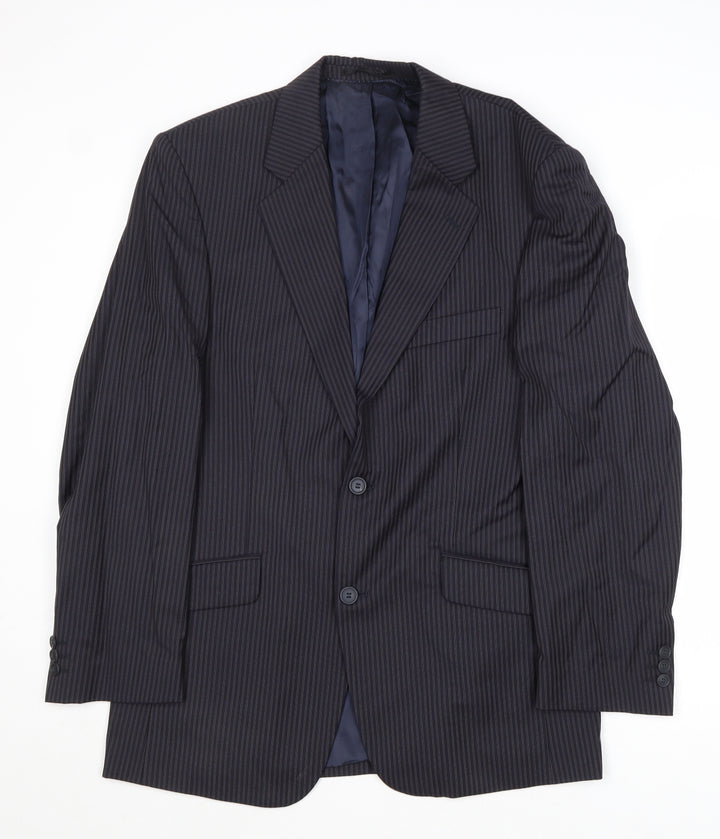 James Barry Mens Blue Striped Wool Jacket Suit Jacket Size 38 Regular