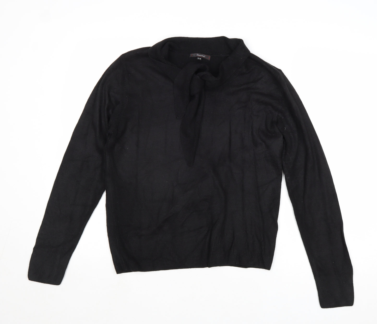 Eternal Womens Black Round Neck Acrylic Pullover Jumper Size 14 - Size 14-16