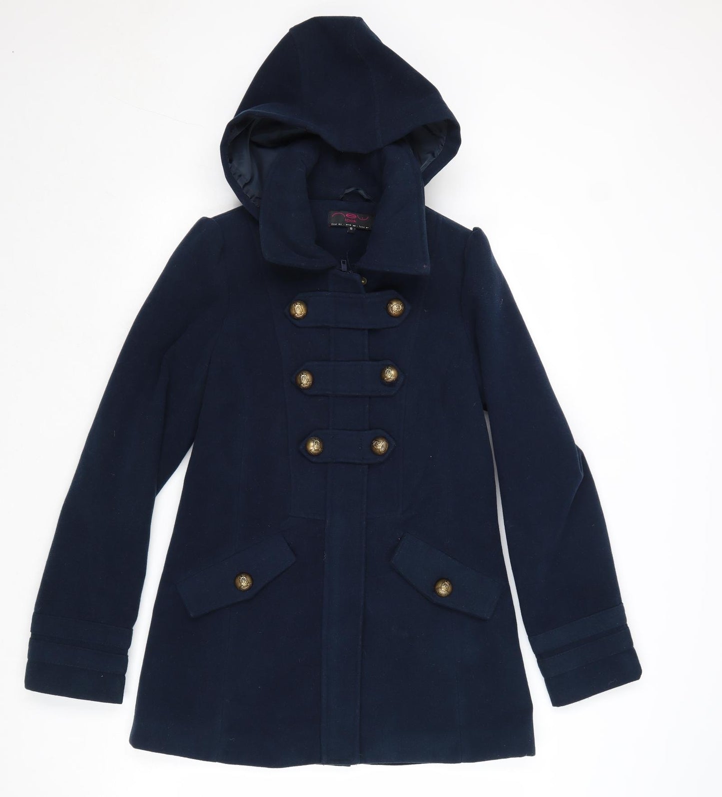 New Look Womens Blue Pea Coat Coat Size 10 Zip