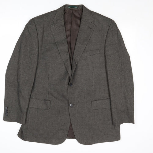 Greenwoods Mens Grey Geometric Polyester Jacket Suit Jacket Size 44 Regular