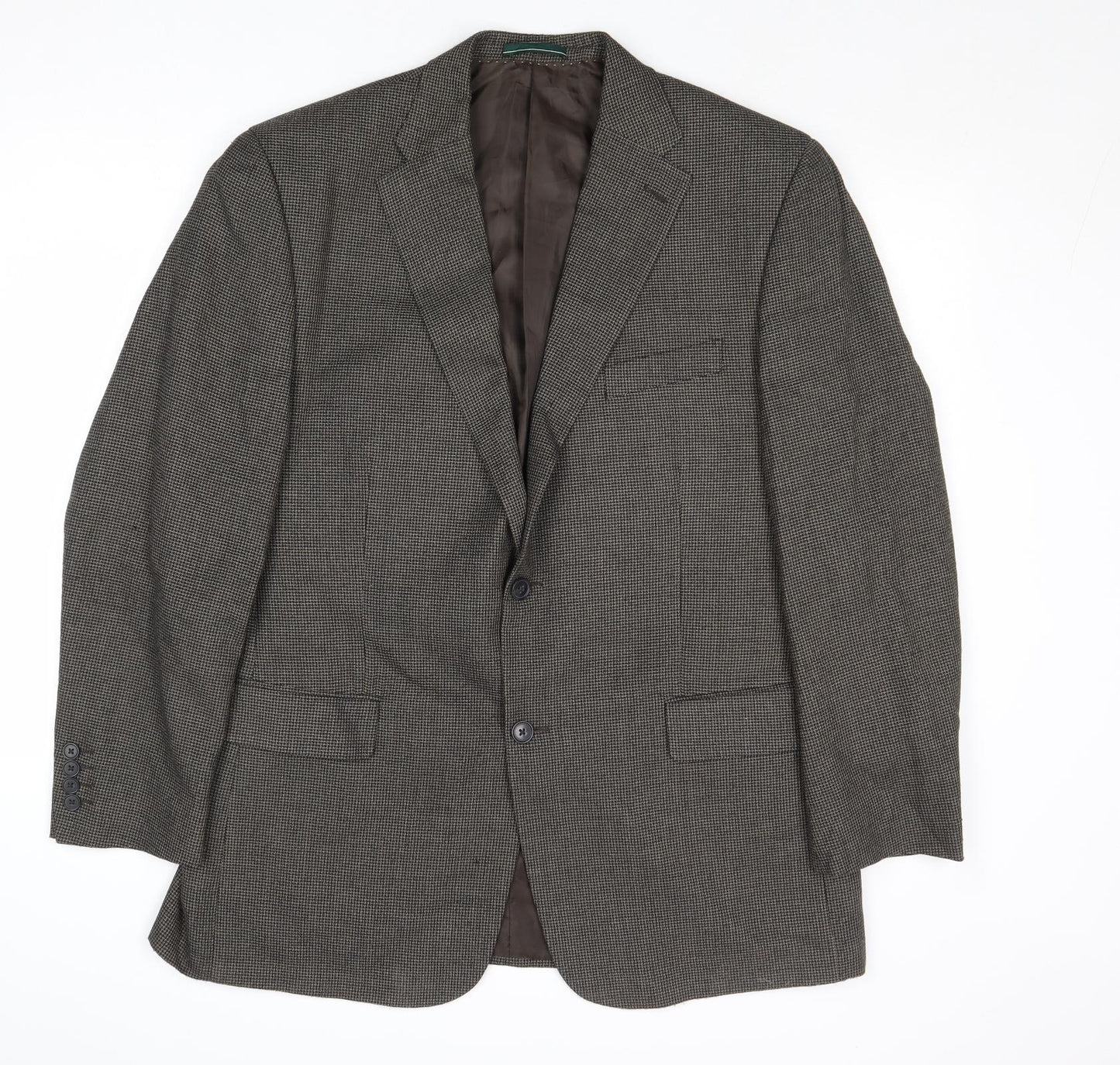 Greenwoods Mens Grey Geometric Polyester Jacket Suit Jacket Size 44 Regular
