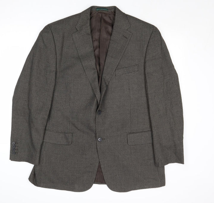 Greenwoods Mens Grey Geometric Polyester Jacket Suit Jacket Size 44 Regular