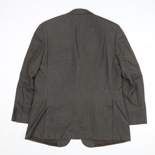 Greenwoods Mens Grey Geometric Polyester Jacket Suit Jacket Size 44 Regular