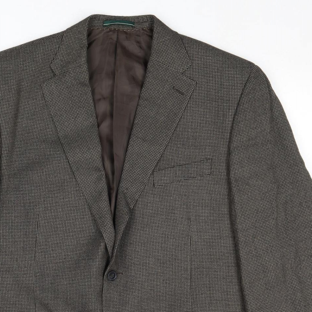 Greenwoods Mens Grey Geometric Polyester Jacket Suit Jacket Size 44 Regular
