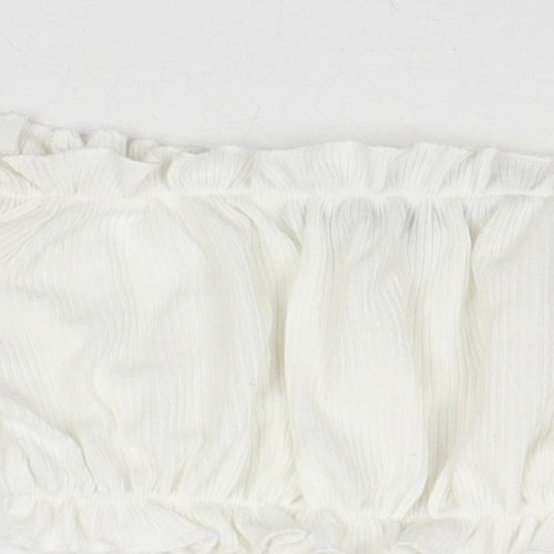 PRETTYLITTLETHING Womens White Polyester Cropped Tank Size 4 Off the Shoulder