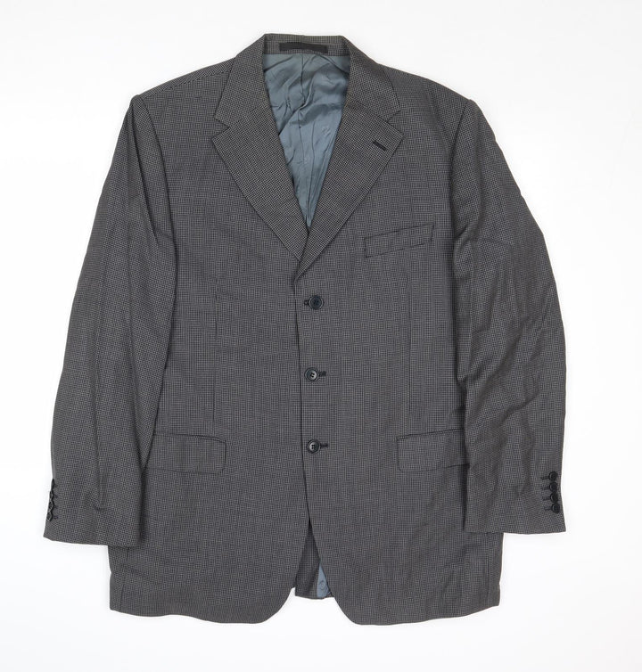 Marks and Spencer Mens Grey Geometric Wool Jacket Suit Jacket Size 44 Regular