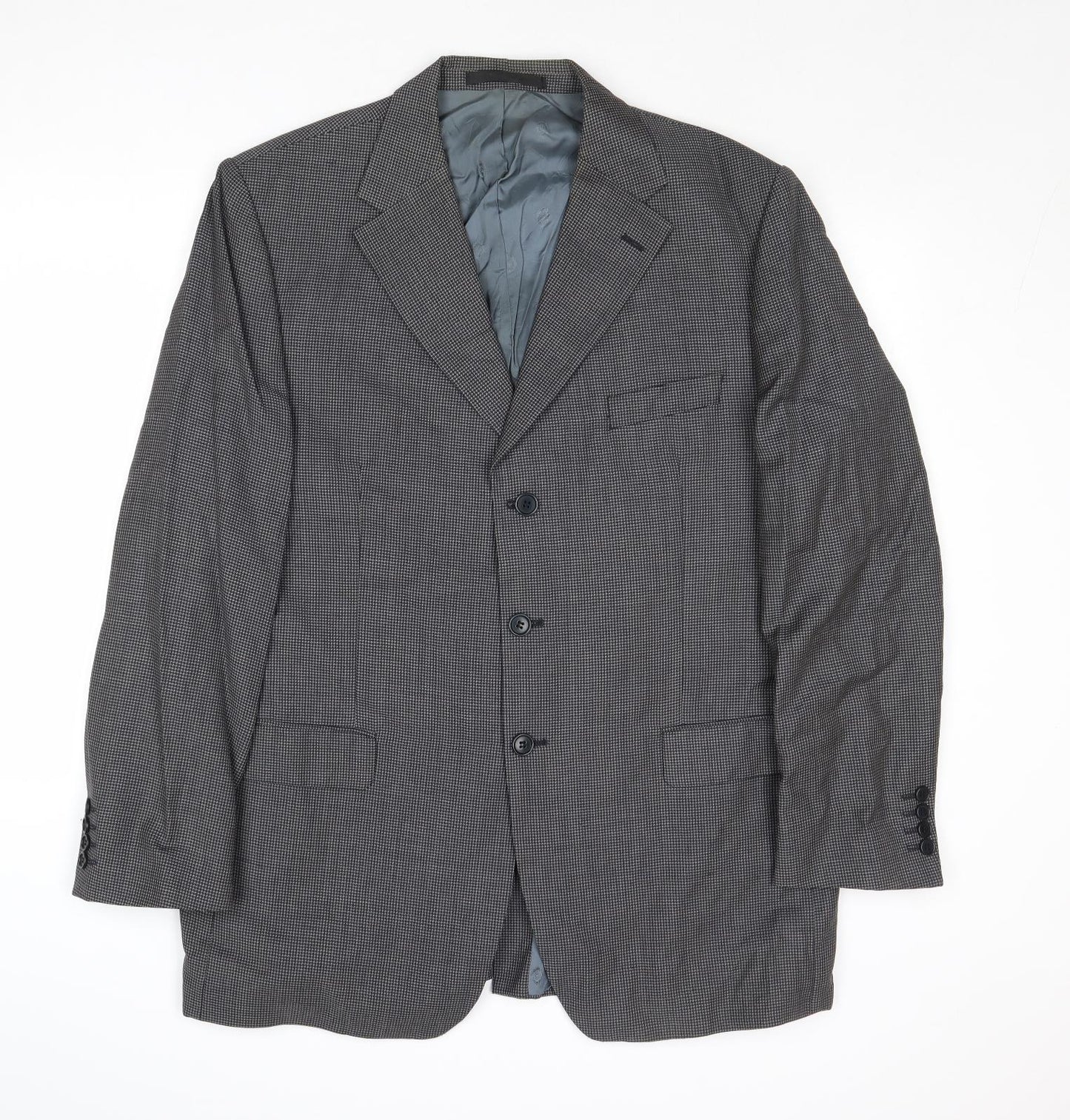 Marks and Spencer Mens Grey Geometric Wool Jacket Suit Jacket Size 44 Regular