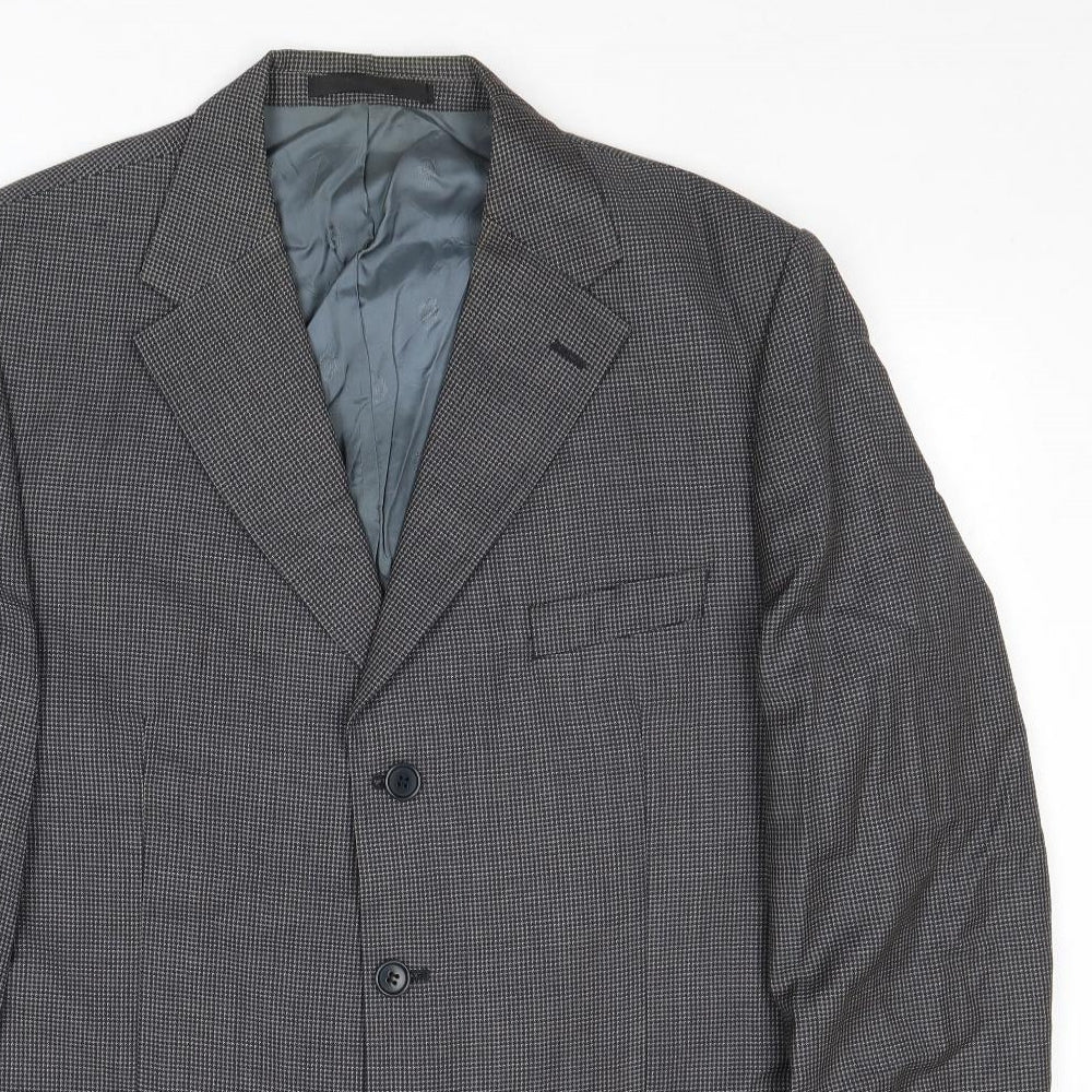 Marks and Spencer Mens Grey Geometric Wool Jacket Suit Jacket Size 44 Regular