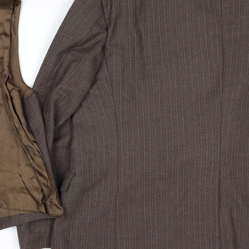 John Collier Mens Brown Striped Wool 2 Piece Suit Size 40 Regular