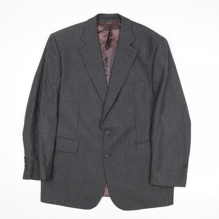 Carla Arti Mens Grey Striped Wool Jacket Suit Jacket Size 44 Regular