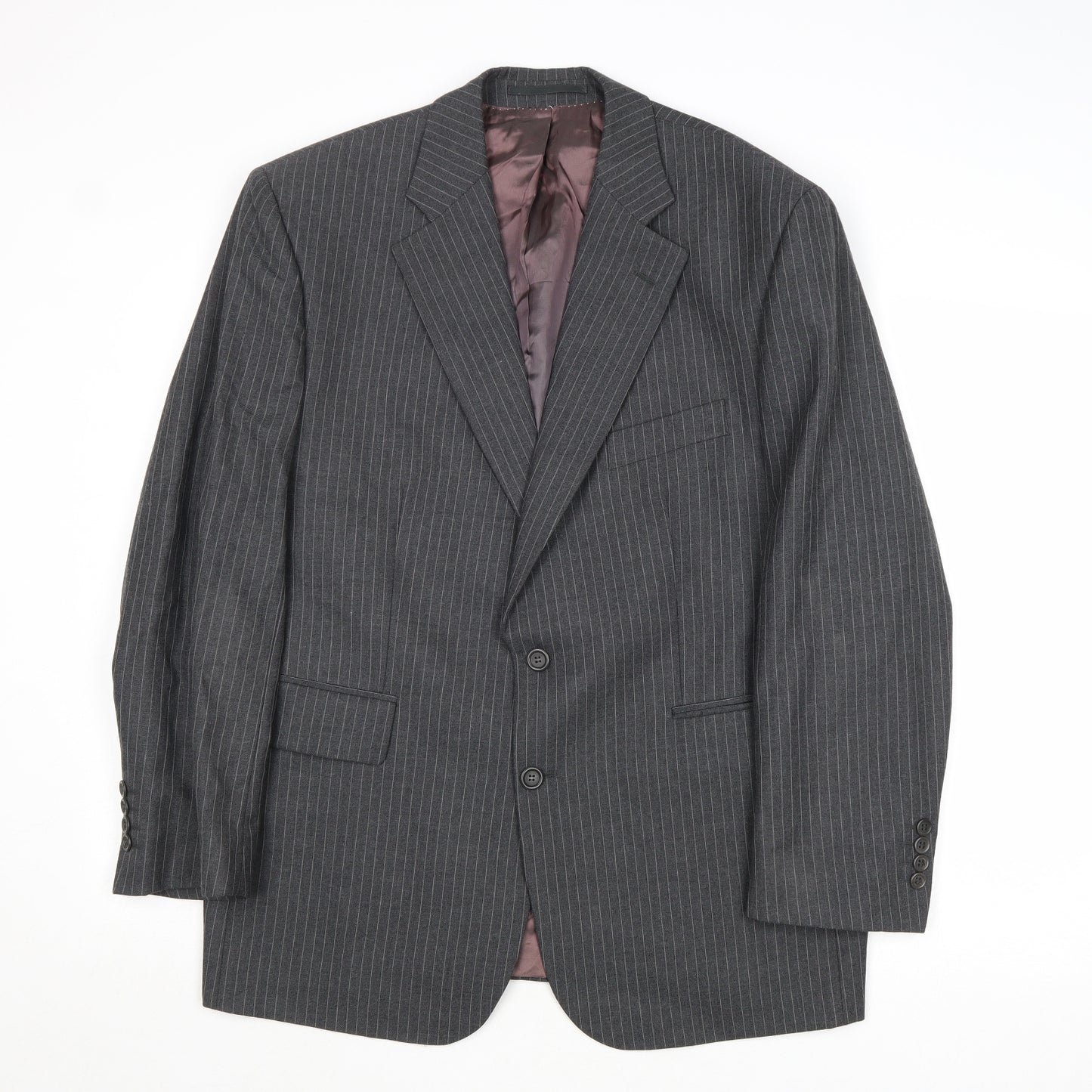 Carla Arti Mens Grey Striped Wool Jacket Suit Jacket Size 44 Regular