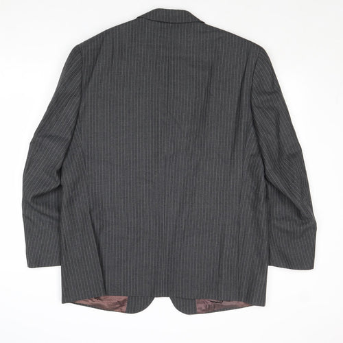 Carla Arti Mens Grey Striped Wool Jacket Suit Jacket Size 44 Regular