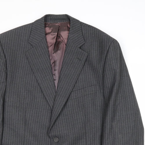 Carla Arti Mens Grey Striped Wool Jacket Suit Jacket Size 44 Regular