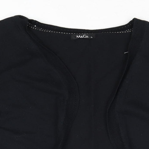 M&Co Womens Black V-Neck Cotton Cardigan Jumper Size XL