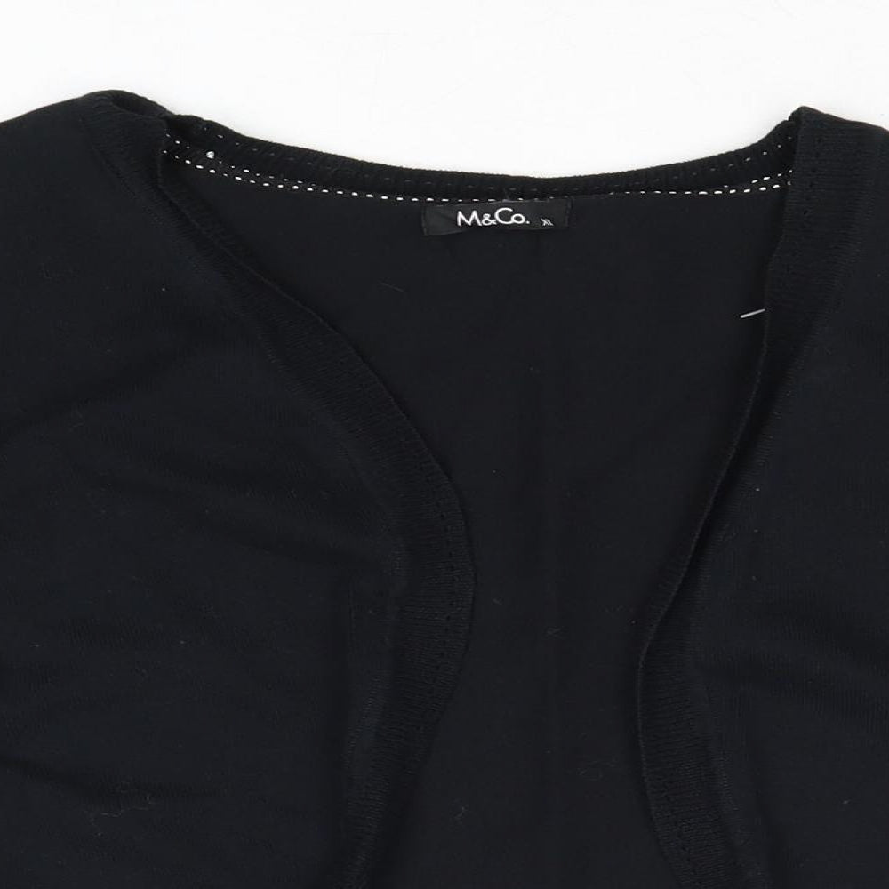 M&Co Womens Black V-Neck Cotton Cardigan Jumper Size XL