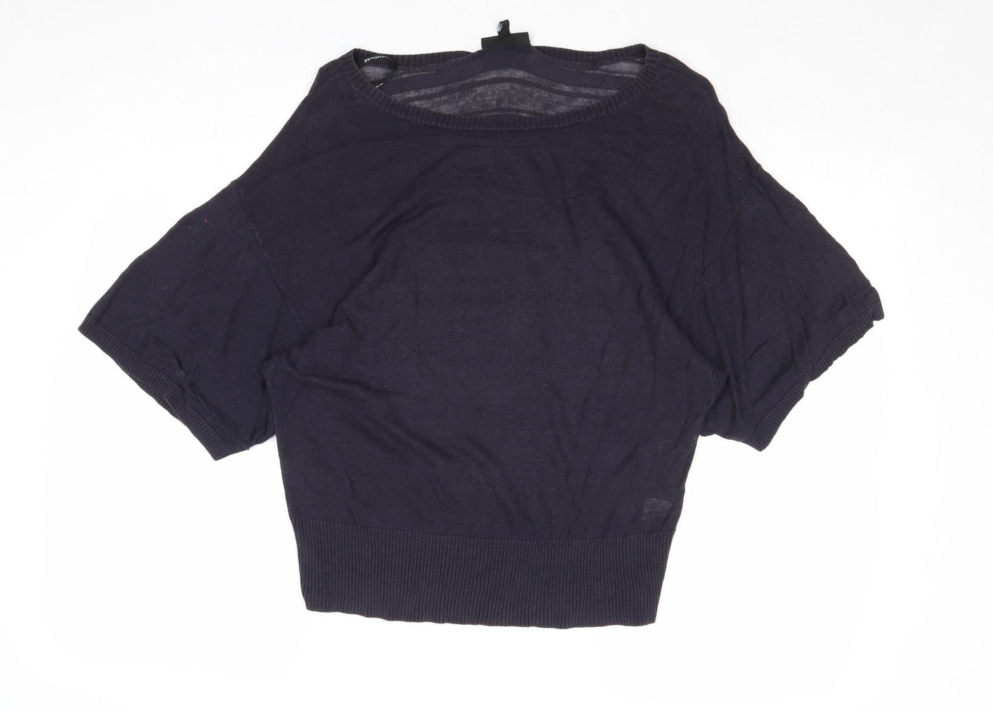 Warehouse Womens Grey Boat Neck Cotton Pullover Jumper Size 12