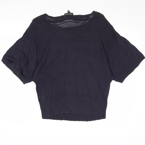 Warehouse Womens Grey Boat Neck Cotton Pullover Jumper Size 12
