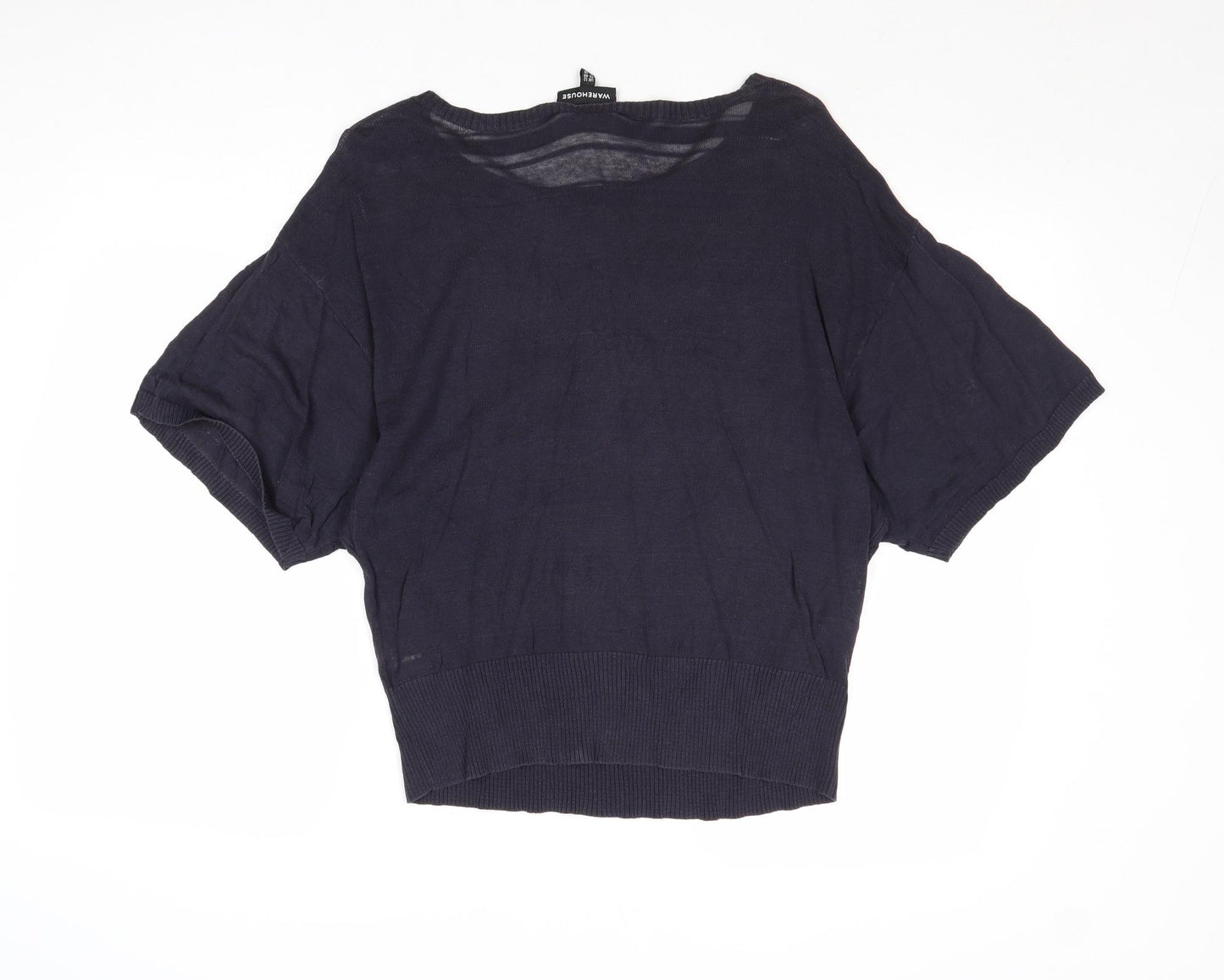 Warehouse Womens Grey Boat Neck Cotton Pullover Jumper Size 12