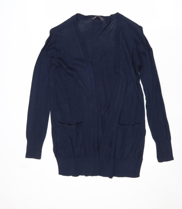 Marks and Spencer Womens Blue V-Neck Cotton Cardigan Jumper Size XS