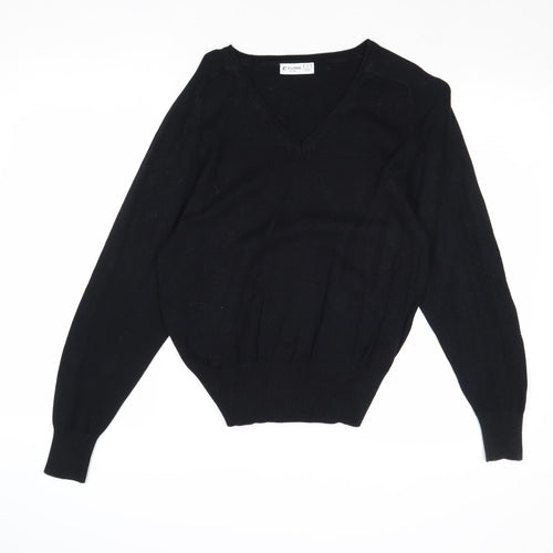 TruTex Womens Black Round Neck Cotton Pullover Jumper Size M