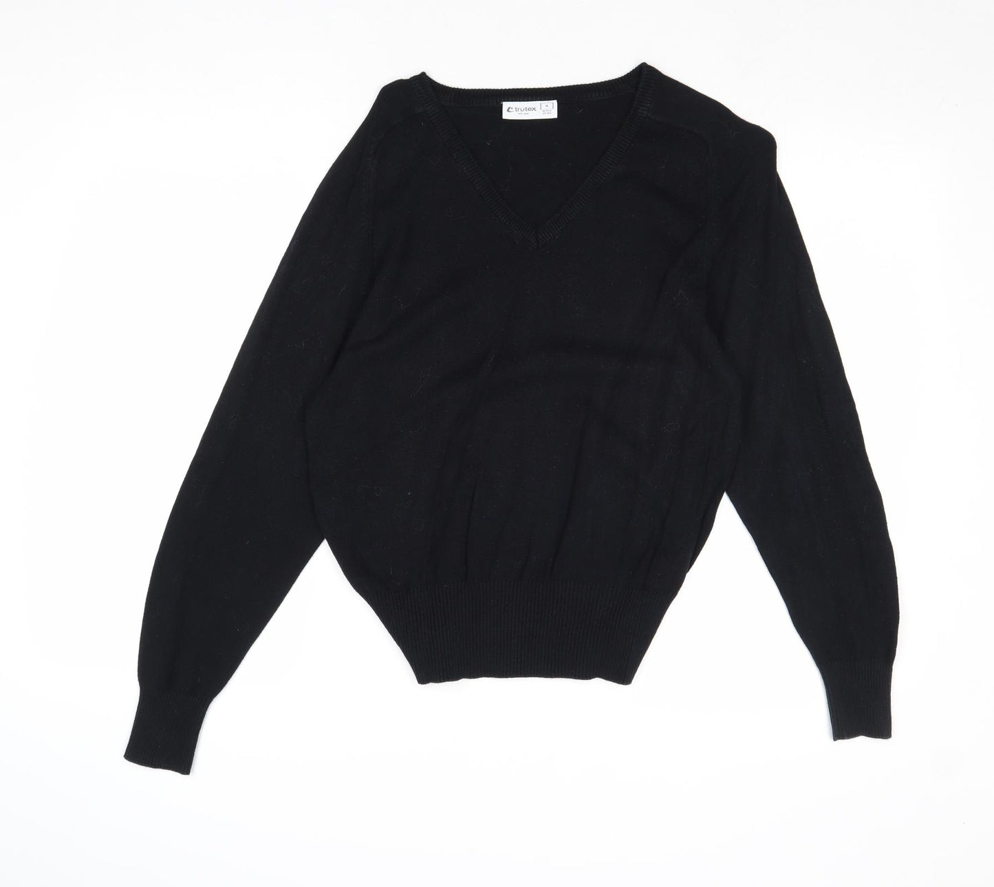 TruTex Womens Black Round Neck Cotton Pullover Jumper Size M