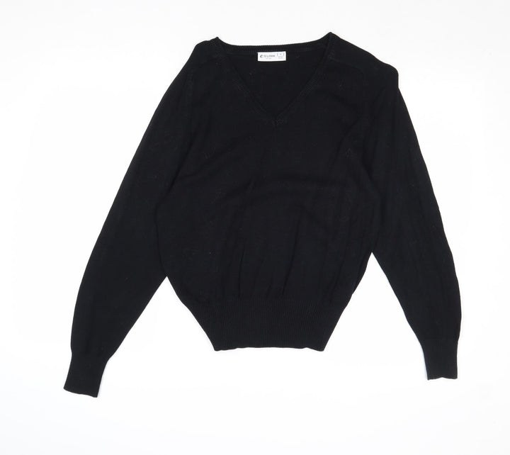 TruTex Womens Black Round Neck Cotton Pullover Jumper Size M
