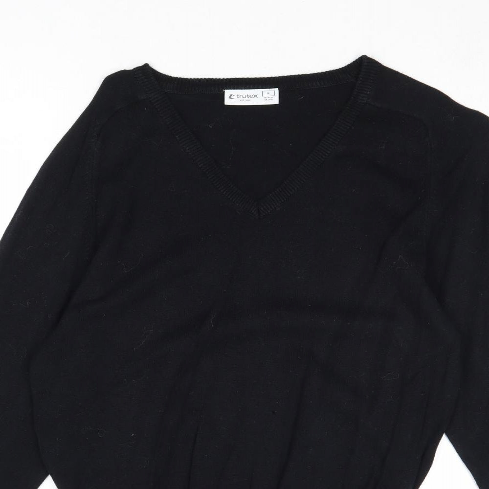 TruTex Womens Black Round Neck Cotton Pullover Jumper Size M